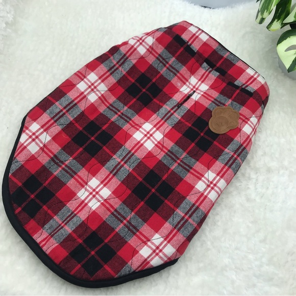 Canada Pooch thermal tech fleece red black plaid reversible dog best size 15 - Picture 2 of 8